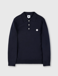  MERINO BLEND LS KNITTED POLO NAVY