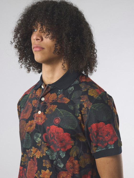 PRESTLIEGH FLORAL SS POLO SHIRT MULTI BLACK