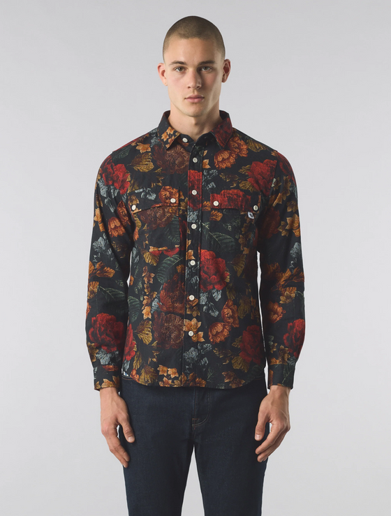 PRESTLEIGH LS FLORAL SHIRT MULTI BLACK