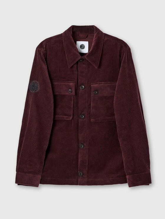 DALMORTON BUTTON THROUGH CORD OVERSHIRT BURGUNDY
