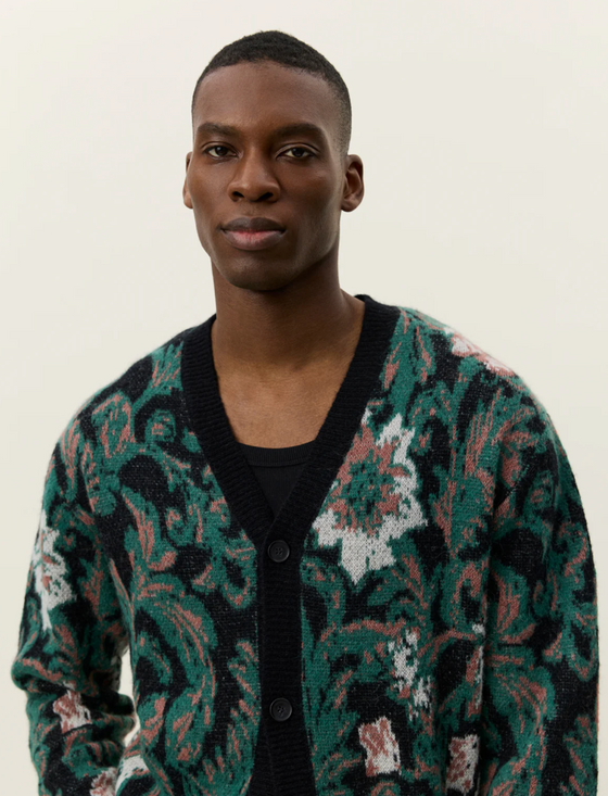ALEX JACQUARD CARDIGAN BLACK