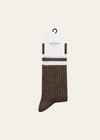 STRIPED MELANGE SOCKS SLATE BROWN