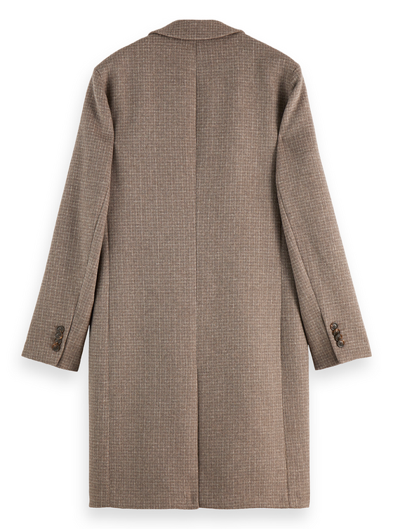 CLASSIC WOOL COAT TAUPE GRID CHECK