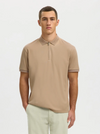 FAVE ZIP COLLAR S/S POLO SAVANNAH TAN
