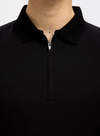 FAVE ZIP COLLAR S/S POLO BLACK