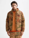 MOUNTAIN PRINT CORDUROY PUFFER JACKET BEIGE