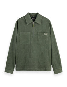  1/2 ZIP CORDUROY SHIRT GREEN