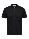 FAVE ZIP COLLAR S/S POLO BLACK