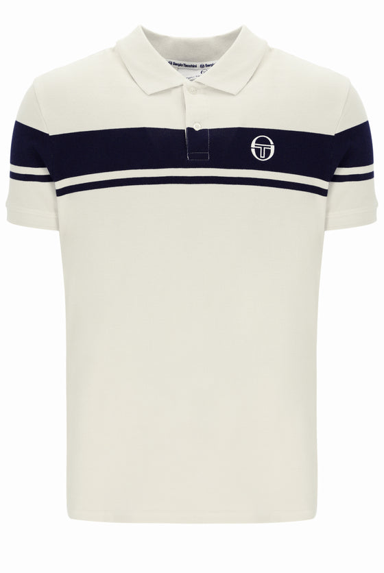 YOUNG LINE STRIPE POLO GARDENIA / MARITIME 130