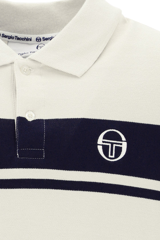 YOUNG LINE STRIPE POLO GARDENIA / MARITIME 130