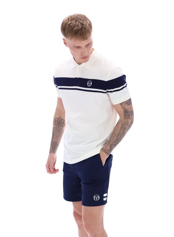 YOUNG LINE STRIPE POLO GARDENIA / MARITIME 130