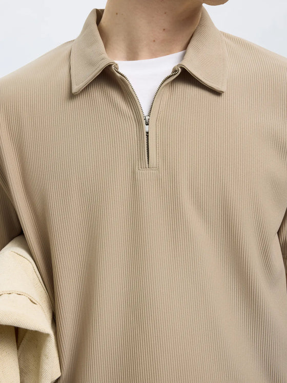 PLISSE 1/2 ZIP POLO CASHMERE