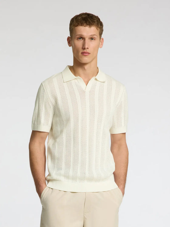 WELLS CROCHET SS POLO EGRET