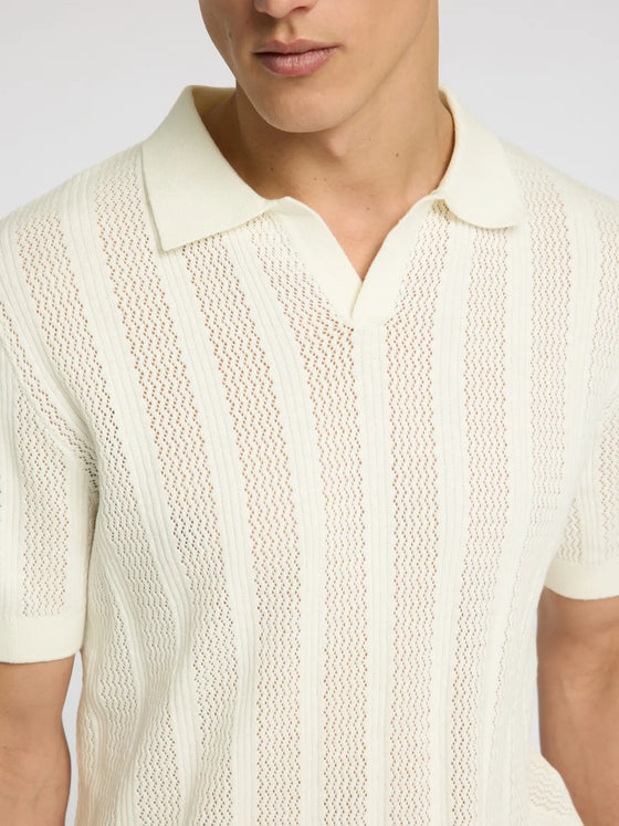 WELLS CROCHET SS POLO EGRET