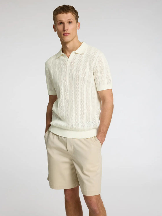 WELLS CROCHET SS POLO EGRET
