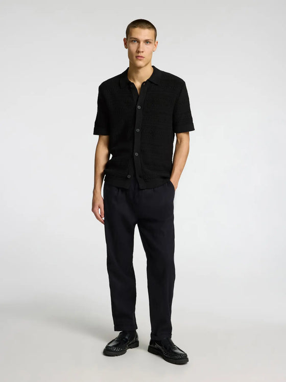 PALO KNIT CROCHET CARDIGAN BLACK