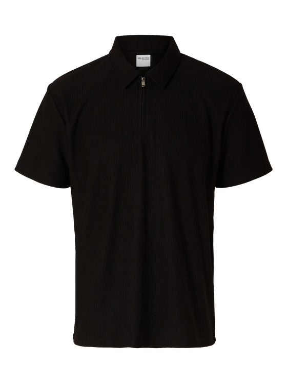 PLISSE 1/2 ZIP POLO BLACK