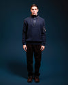 COTTON KNIT 1/4 ZIP SWEATER NAVY