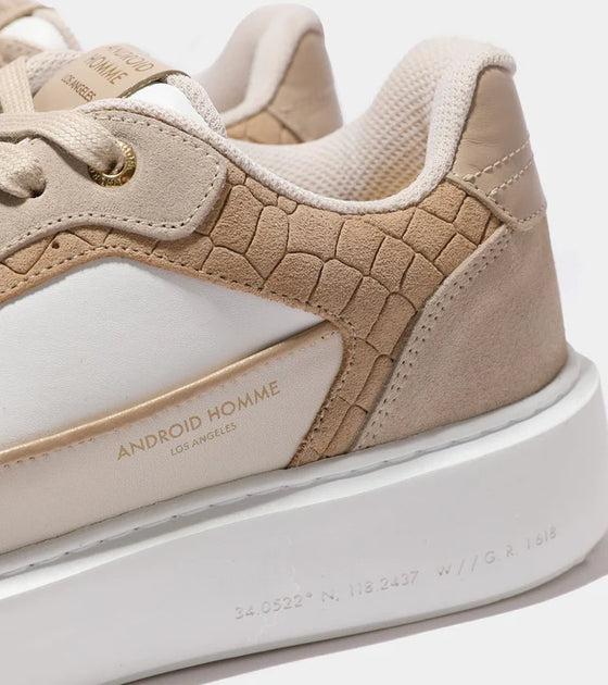 OVERSIZED FORUM COURT TRAINER BEIGE CAIMAN CROC