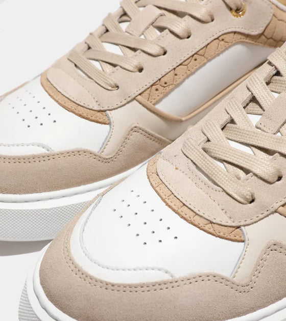 OVERSIZED FORUM COURT TRAINER BEIGE CAIMAN CROC