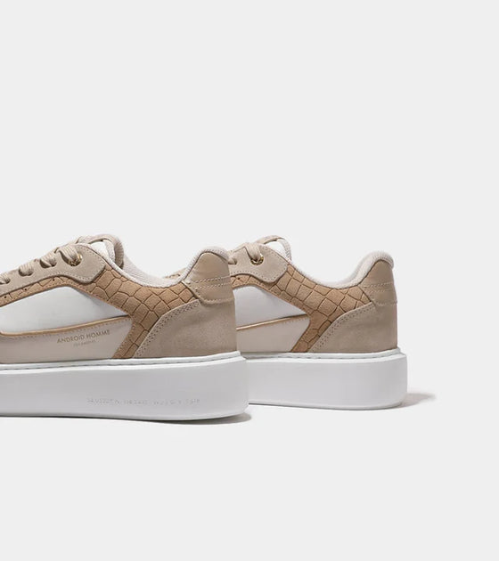OVERSIZED FORUM COURT TRAINER BEIGE CAIMAN CROC