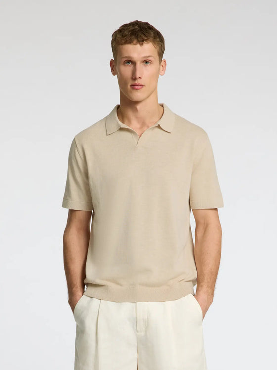 MATTIS  LINEN BLEND SS POLO OATMEAL