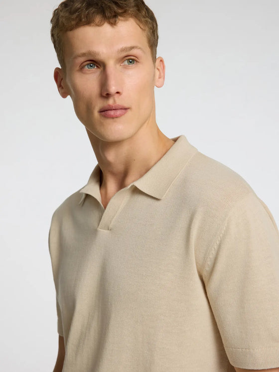 MATTIS  LINEN BLEND SS POLO OATMEAL