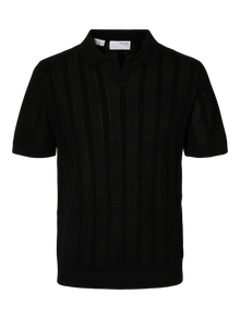 WELLS CROCHET SS POLO BLACK