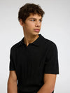 WELLS CROCHET SS POLO BLACK