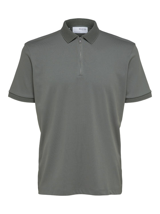 FAVE ZIP COLLAR S/S POLO AGAVE GREEN