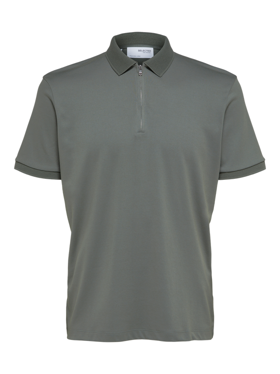 FAVE ZIP COLLAR S/S POLO AGAVE GREEN