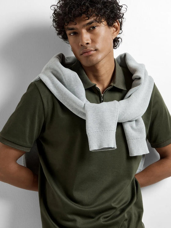 FAVE ZIP COLLAR S/S POLO FOREST NIGHT