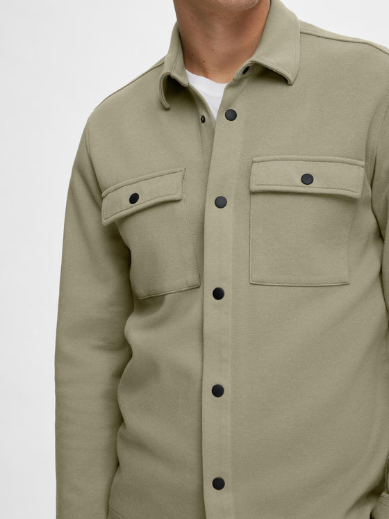 JACKIE HEAVY PIQUE OVER SHIRT VETIVER GREEN