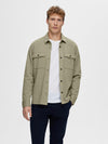 JACKIE HEAVY PIQUE OVER SHIRT VETIVER GREEN