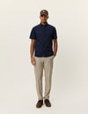 KONRAD COTTON LINEN SS SHIRT NAVY