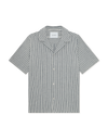 STRIPE LINEN MIX CAMP SHIRT DARK DENIM