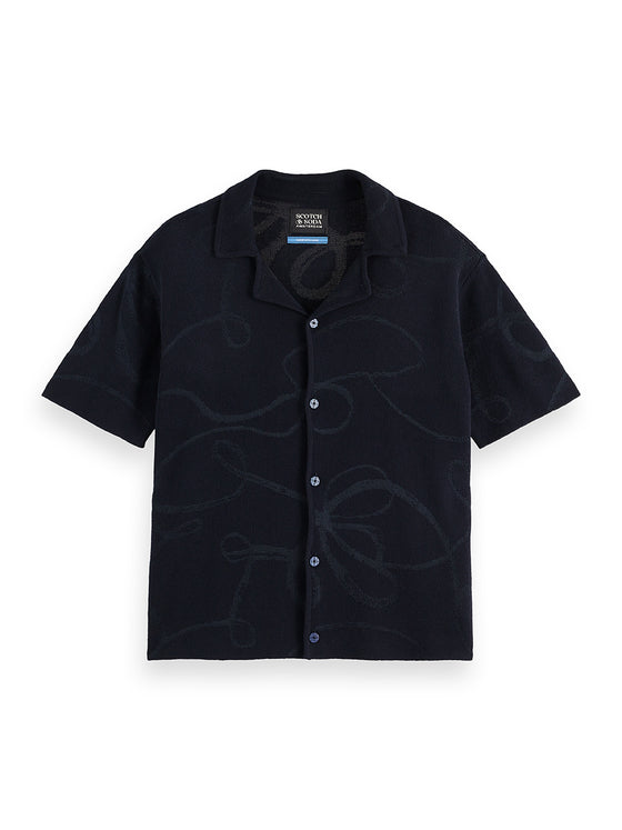 JACQUARD BUTTON KNIT SKY CAPTAIN
