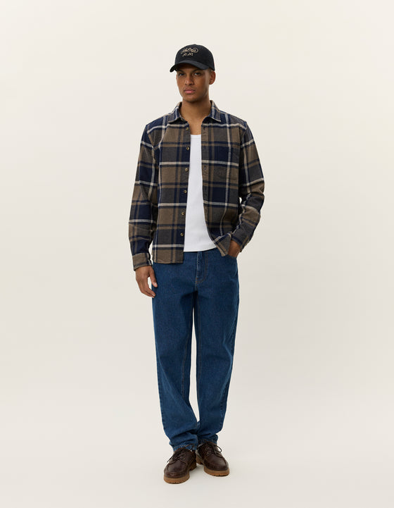 JEREMY FLANNEL CHECK SHIRT NAVY (460)