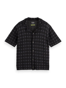  TONE ON TONE BUTTON KNIT DIAMOND BLACK