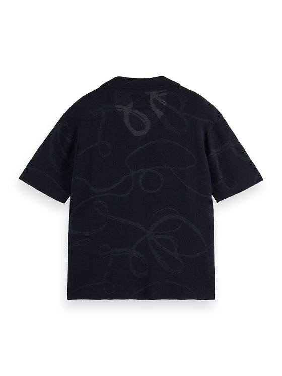 JACQUARD BUTTON KNIT SKY CAPTAIN