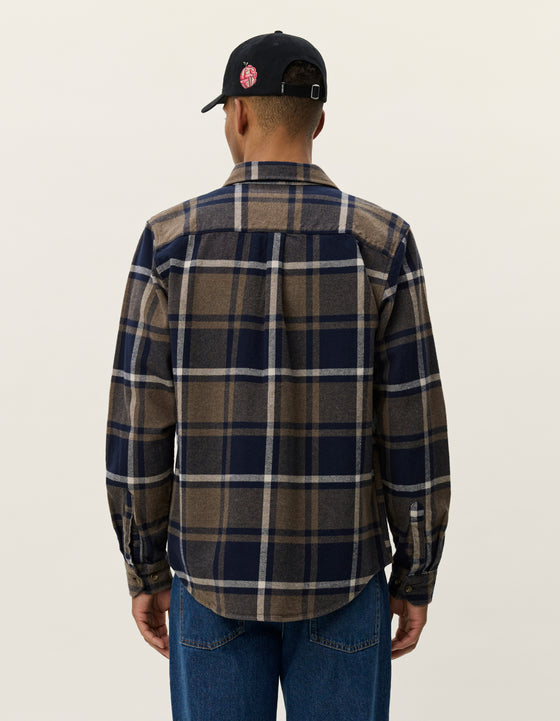 JEREMY FLANNEL CHECK SHIRT NAVY (460)