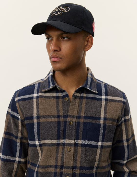 JEREMY FLANNEL CHECK SHIRT NAVY (460)