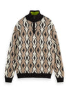 ARGYLE JACQUARD 1/2 ZIP KNIT DIAMOND EGGNOG