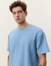 STRIPE JACQUARD T-SHIRT DENIM BLUE