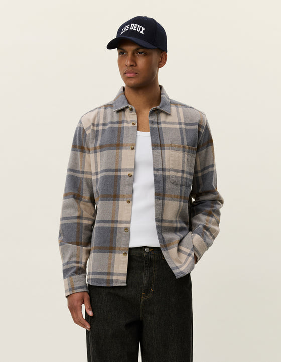 JEREMY FLANNEL CHECK SHIRT GREY (320)