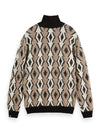 ARGYLE JACQUARD 1/2 ZIP KNIT DIAMOND EGGNOG