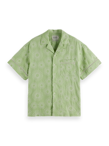  EMBROIDERED LINEN BLEND SS SHIRT PISTACHIO