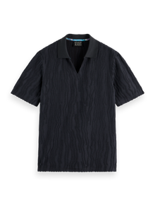  JACQUARD COTTON TERRY POLO WASHED BLACK (001)