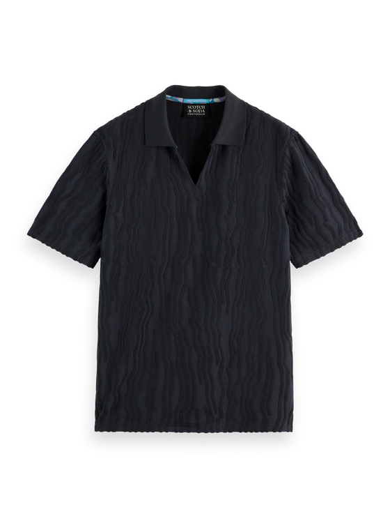 JACQUARD COTTON TERRY POLO WASHED BLACK (001)