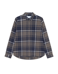  JEREMY FLANNEL CHECK SHIRT NAVY (460)